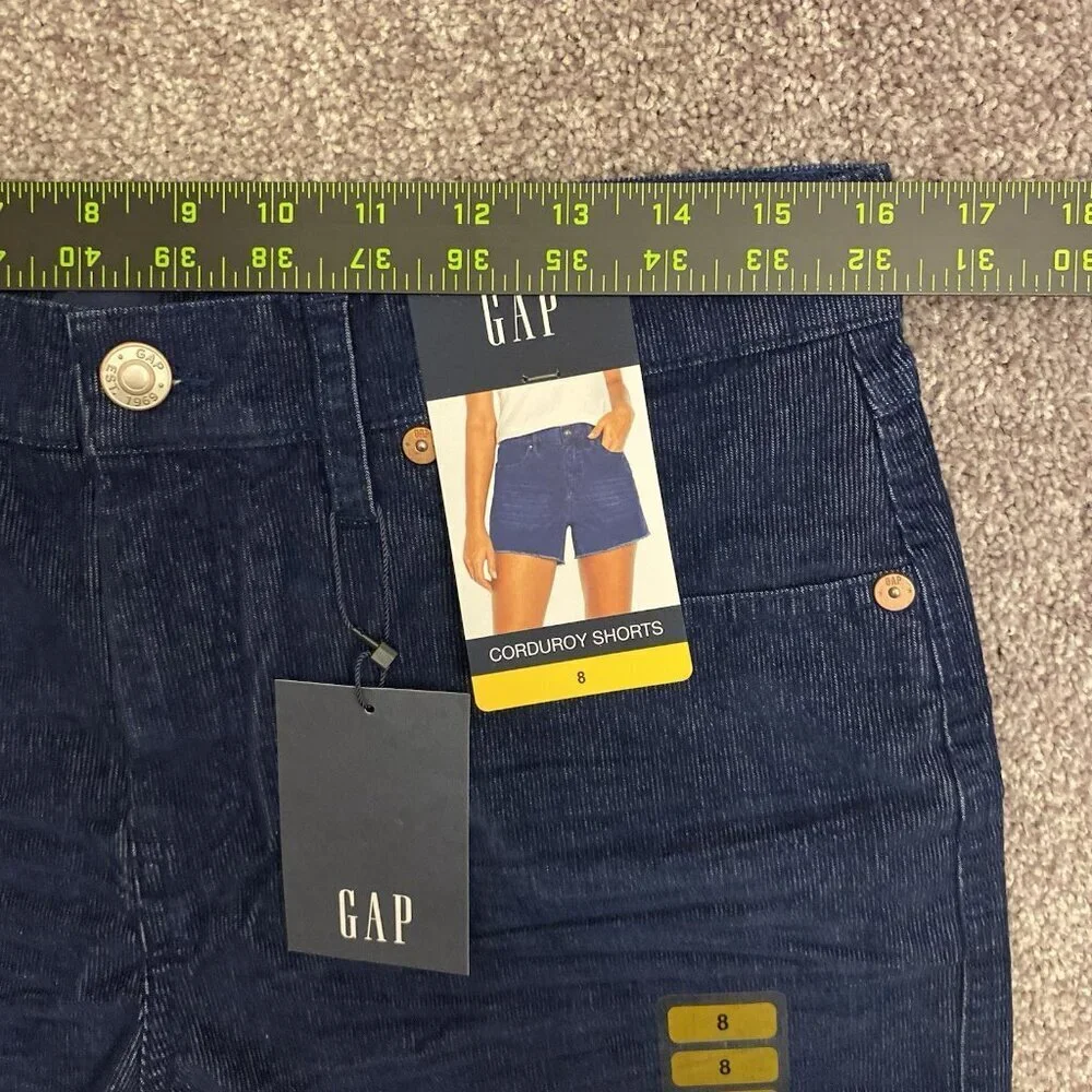 GAP Women's Corduroy Shorts 4 inch Blue Raw Edge Hem Cut Off Size 8 - NWT $49.95